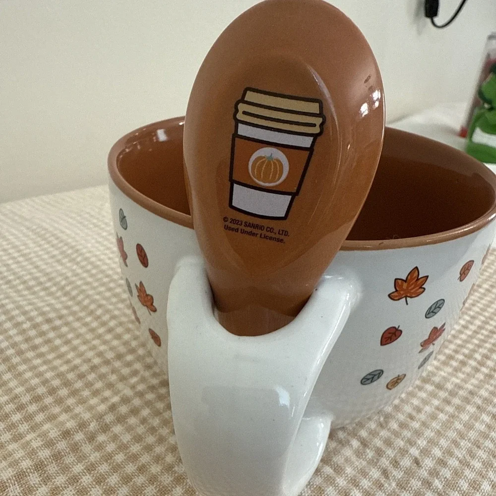 Hello Kitty X Ramen Noodles Ceramic Bowl And Spoon Fall Harvest Pumpkin